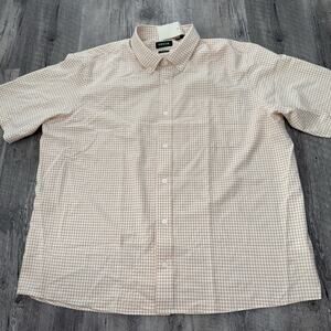 Orvis Active Fit Shirt Mens Size XXL Short Sleeve Gold Plaid Performance NEW